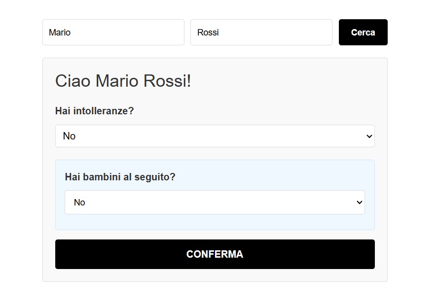 Se si partecipa il sistema richiede informazioni aggiuntive